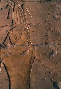 Geschilderd reliëf, Dodentempel van Hatshepsut, Deir el-Bahri, Thebaanse necropolis door Egyptian 18th Dynasty