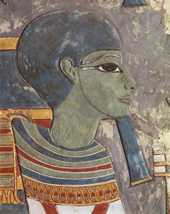Geschilderd reliëf van god Ptah