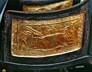 Paneel van een kinderstoel, uit het graf van Toetanchamon, Nieuwe Koninkrijk door Egyptian 18th Dynasty