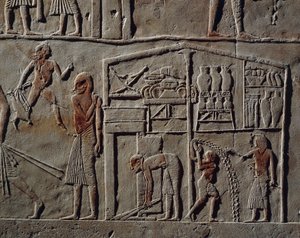 Paviljoen voor hoge officier of opperbevelhebber, reliëf, Graf van Horemheb, Saqqara, Egyptische beschaving, Nieuwe Rijk, Dynastie XVIII door Egyptian 18th Dynasty