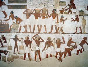 Pottenbakkers en arbeiders (detail) door Egyptian 18th Dynasty