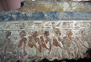 Reliëf van militaire parade door Egyptian 18th Dynasty