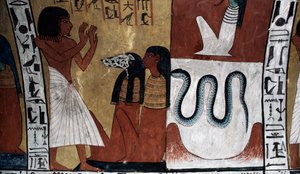 Muurschildering, graf van Sennedjem, Vallei der Koningen, Luxor, Thebe (UNESCO Werelderfgoedlijst) door Egyptian 18th Dynasty