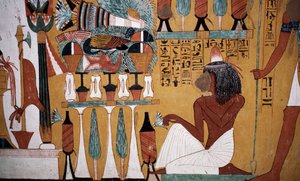 Muurschildering, Tombe van Sennedjem, Vallei der Koningen, Luxor, Thebe (Unesco Werelderfgoedlijst)