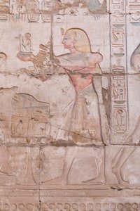 Wandreliëfs, grote hypostyle zaal, Karnak tempelcomplex, Luxor, Egypte door Egyptian 18th Dynasty
