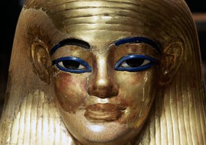 Dodenmasker van Yuya, uit het graf van Yuya Tjuya, Vallei der Koningen, Egypte, Egyptische beschaving, Nieuwe Koninkrijk, Dynastie XVIII, Detail