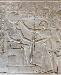 Bas-reliëf, tempel van Seti I, Abydos, Egypte door Egyptian 19th Dynasty