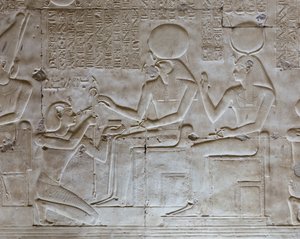 Bas-reliëf, tempel van Seti I, Abydos, Egypte door Egyptian 19th Dynasty