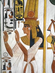 Egypte, Thebe, Luxor, Vallei der Koninginnen, graf van Nefertari, bijgebouw van voorvertrek, muurschilderingen, koningin