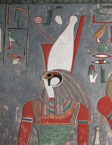 Horus met dubbele kroon, Graf van Horemheb, Vallei der Koningen, Luxor, Oud Thebe door Egyptian 19th Dynasty