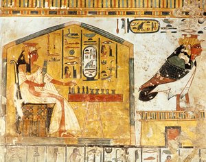 Nefertari speelt senet (detail) door Egyptian 19th Dynasty