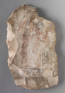 Ostracon: Ramses II gevoed door een godin, ca. 1279-1213 v.Chr.