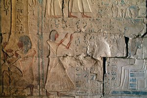 Reliëf uit het Graf van Netcherouymes, hoge ambtenaar van Ramses II, Saqqara, Egyptische Beschaving, Nieuwe Koninkrijk, Dynastie XIX