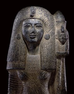 Standbeeld met standaard van Koningin Nefertari, Nieuwe Koninkrijk, ca. 1290-1224 v.Chr. door Egyptian 19th Dynasty