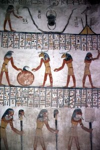 Muurschildering uit Kamer I in het graf van Ramses VI, Nieuwe Koninkrijk (c.1145-1137 v.Chr.) door Egyptian 20th Dynasty