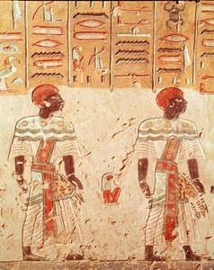 Nubiërs, uit het Graf van Ramses III (c.1184-1153 v.Chr.) Nieuwe Koninkrijk door Egyptian 20th Dynasty
