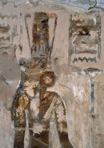Muurschilderingen, Tempel van Ain El Meftla, Bahariya Oasis, Gizeh, Egypte, 26e Dynastie (663-525 v.Chr.), Detail