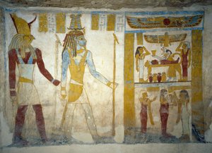 Muurschilderingen uit Graf van Pa Nentwy, Bahariya Oasis, Gizeh, Egypte. Egyptische beschaving, 26e Dynastie, 663-525 v.Chr. door Egyptian 26th Dynasty