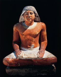 Standbeeld van een zittende schrijver uit de necropolis van Saqqara, 5e dynastie, oud rijk door Egyptian 5th Dynasty