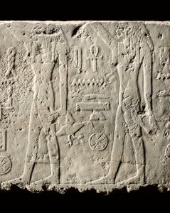 Detail van reliëf van Pehenuka, Oude Koninkrijk, 2465-2323 v.Chr. (kalksteen) door Egyptian 5th Dynasty