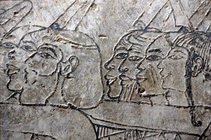 Oud Egypte, Muur schildering, Aziatische gevangenen, Amarna stijl, Graf van Ramose, Vallei der Edelen, Thebe door Egyptian Egyptian