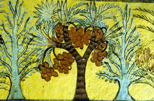 Dadelpalmen en bomen, Tomb of Sennedjem, Thebe, Deir el Medina door Egyptian Egyptian