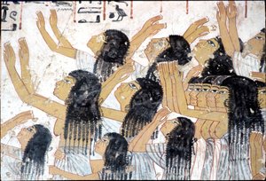 Oud Egypte, muurschildering, Rouwende vrouwen in een begrafenisstoet, Graf van Ramose, Thebe