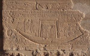 Bootsymbool van leven en de zon, Philae tempel door Egyptian Egyptian