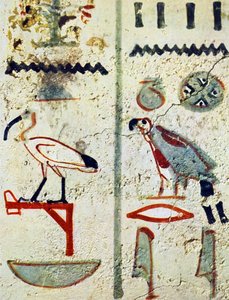 Egyptische hiërogliefen van een grafmuurschildering door Egyptian Egyptian
