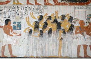 Scène van de begrafenisstoet, graf van Ramose door Egyptian Egyptian