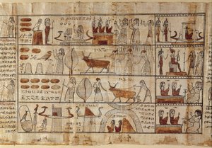 Egyptische oudheden: de Elyseese velden. Schilderij op papyrus uit het Dodenboek. Ptolemaeïsche periode. Egyptisch museum, Turijn door Egyptian Ptolemaic Period