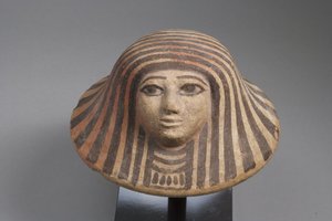 Deksel van een canopische kruik, Nieuwe Koninkrijk (terracotta)