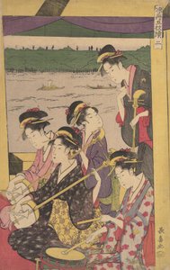 Een groep Geisha in een Suzumi-bune, ca. 1796