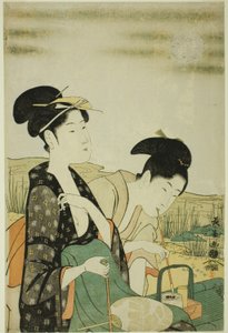 Maan kijken door Eishōsai Chōki