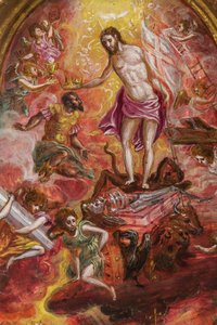 Draagbaar altaar: centraal paneel met een allegorie van de Christelijke Ridder (detail)