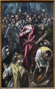 Christus ontdaan van zijn tuniek. Schilderij door Domenikos Theotokopoulos genaamd El Greco (1541-1614), olieverf op doek, tussen 1583 en 1584 (99 x 165 cm). Spaanse kunst.