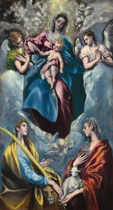Madonna en Kind met Heilige Martina en Heilige Agnes door El Greco