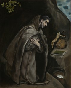 Sint Franciscus knielend in meditatie, 1595-1600
