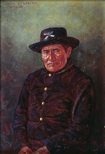 Opperhoofd Geronimo (olieverf op doek) door Elbridge Ayer Burbank