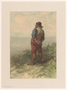 Zeeman vanaf de duinen uitkijkend over zee door Elchanon Verveer