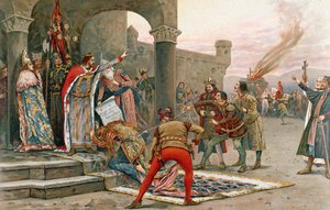 Kalman I (1068-1116), Koning van Hongarije, verbiedt het verbranden van heksen door Elek Benedek