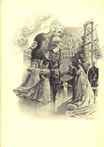 Alexandra Fjodorovna en Nicolaas II tijdens de ceremoniële ontvangst bij de Franse Ambassade, 1899