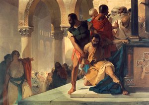 Fazio wordt uit de tempel van Sint-Sophia in Constantinopel gesleept, door Eleuterio Pagliano door Eleuterio Pagliano