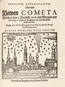 Een nieuwe komeet gezien vanuit Augsburg, Duitsland op 1 december 1618, uitgegeven in 1618