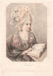 Een portret (Jonge vrouw die een boek leest) door Elias Martin