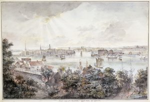 Een uitzicht op Stockholm vanaf Söder met het Koninklijk Paleis, Storkyrkan, Riddarholmskykan en Tyska kyrkan