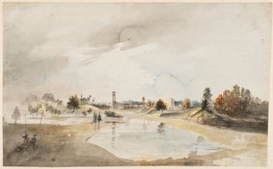 Gezicht op de noordelijke archipel ten oosten van de Tempel van Echo bij Haga door Elias Martin