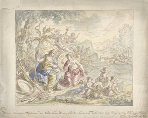Ontwerp voor een kamerbeschildering met allegorie op de Aarde door Elias van Nijmegen