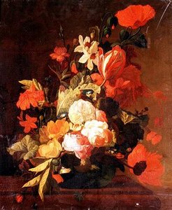 Rozen, tulpen, winde enz. door Elias van den (follower of) Broeck