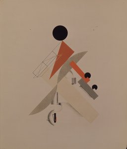 Wereldreiziger. Beeldje voor de opera Victory over the sun door A. Kruchenykh, 1920-1921 door Eliezer Markowich Lissitzky